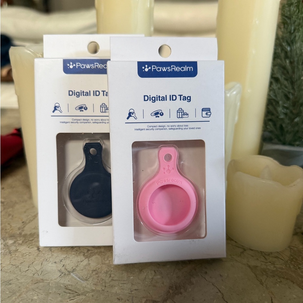 PawsRealm Digital ID Tag Set - Pink and Black
